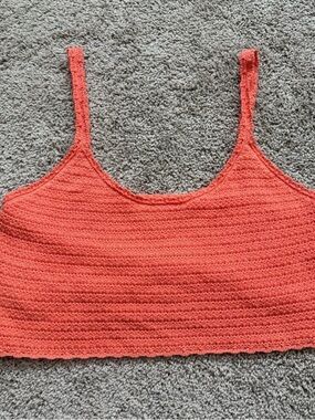 Aerie Coral Crochet Crop Top size large